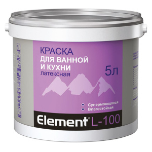 Краска ELEMENT L-100 для ванной и кухни, латексная (5л)