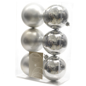 Набор новогодних шаров Kaemingk d8см (6шт) пластик серебро