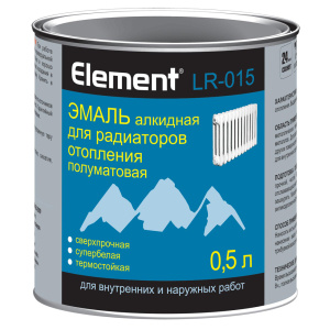 Эмаль ELEMENT LR-015 алкидная для радиаторов полуматовая (0,5л)