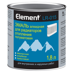 Эмаль ELEMENT LR-015 алкидная для радиаторов полуматовая (1,8л)