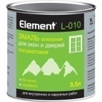 Эмаль ELEMENT L-010 алкидная для окон и дверей полуматовая (0,5л)