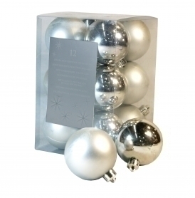 Набор новогодних шаров Kaemingk d6см (12шт) пластик серебро, 021831