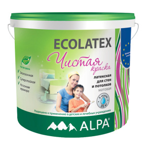 Краска ALPA ECOLATEX латексная для стен и потолков, моющаяся (2л)