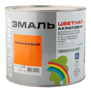Эмаль РАДУГА ВДАК-220 «COLORS» оранжевый (1,9л)