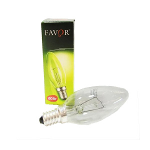 Лампа накаливания FAVOR B36 60W E14 CL (миньон) свеча прозрачная