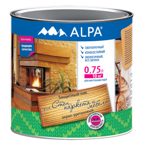 Лак акриловый ALPA для стен, мебели и паркета глянцевый (0,75л)