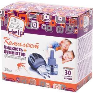 Комплект против комаров HELP (фумигатор+жидкость) 30 ночей