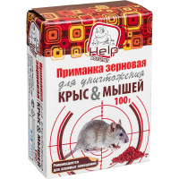 Приманка зерновая для уничтожения крыс и мышей HELP 100гр