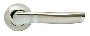 Ручка дверная RUCETTI RAP 3 SN/CP, белый никель/полированный хром