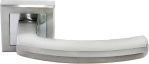 Ручка дверная RUCETTI RAP 11-S SN/CP, белый никель/полированный хром