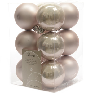 Набор новогодних шаров Kaemingk d6см (12шт) пластик нежно-розовый