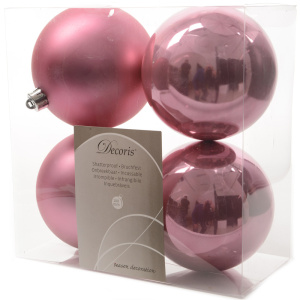 Набор новогодних шаров 10 см, 4 шт, розовый