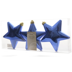 Набор новогодних украшений звезда 3 шт, 12 см, синий, 027998
