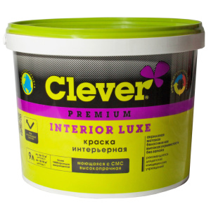 Краска Clever Interior Luxe интерьерная моющаяся база С (9л)