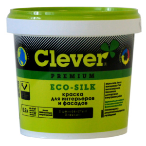 Краска Clever ECO-SILK моющаяся для интерьеров и фасадов база А (0,9л)