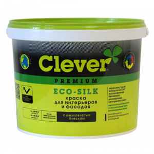 Краска Clever ECO-SILK моющаяся для интерьеров и фасадов база А (2,7л)