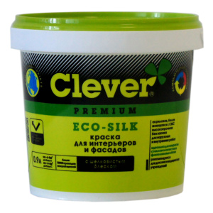 Краска Clever ECO-SILK моющаяся для интерьеров и фасадов база С (0,9л)