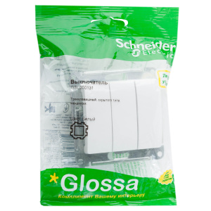 Выключатель Glossa белый 3-клавишный, сх.3, SE GSL000131