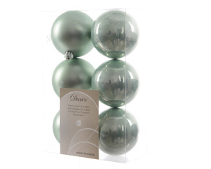 Набор новогодних шаров 6 шт, 8 см, пластик, матовый/глянец, светло-зелёный