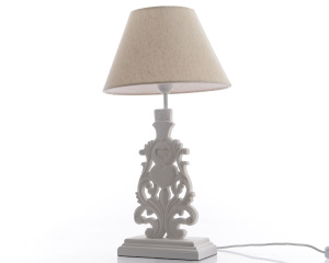 Настольная лампа КAEMINGK с абажуром 30х30х55 см, лён/ель, белый