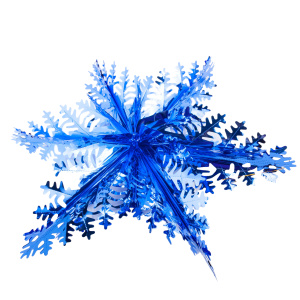 Украшение новогоднее Звезда из фольги ажурная синяя, 60см.