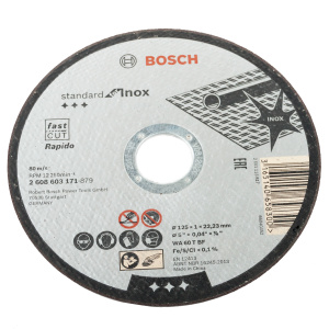 Диск отрезной BOSCH Standard for INOX, 125*1мм, прямой (2608603171)