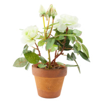 Растение искусственное Роза белая в кашпо h=23 см
