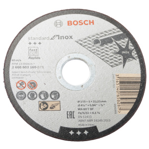 Диск отрезной BOSCH Standard for INOX, 115*1мм, прямой (2608603169)