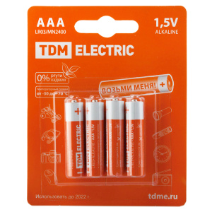 Батарейка TDM LR03 AAA Alkaline 1,5V BP-4