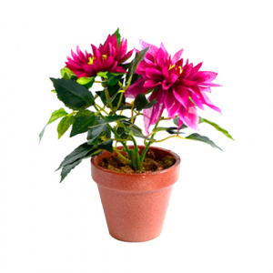 Растение искусственное Хризантема фиолетовая в кашпо, h=26 см