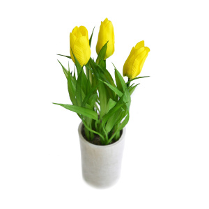 Растение искусственное Тюльпаны в кашпо h=21см желтый