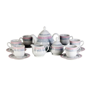 Сервиз чайный Thun1794 Яна Серый мрамор с розовым кантом 17пр 6пар
