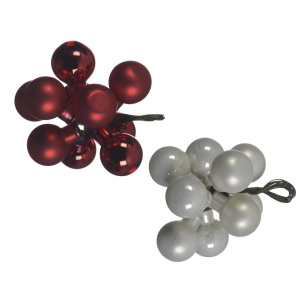 Украшение новогоднее Kaemingk гроздь шаров d2см/10шт белый/красный