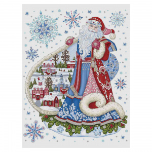 Украшение оконное новогоднее Дедушка в шубе с раскраской на подложке 30х38см арт.81320
