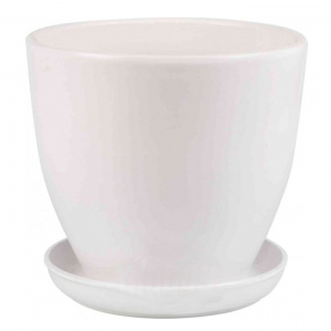 Кашпо керамическое 'Бутон' с подставкой 4,7л. D21,5 молочно-белое