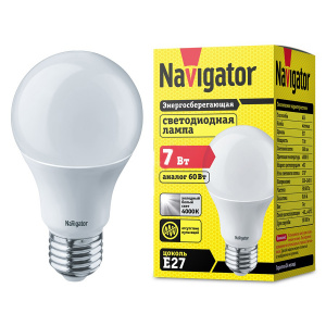 Лампа светодиодная NAVIGATOR Е27  7W   белая