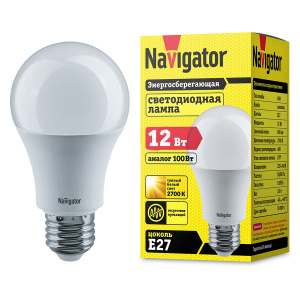 Лампа светодиодная NAVIGATOR E27 12W теплый