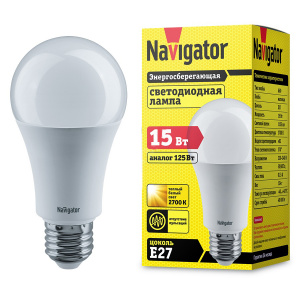 Лампа светодиодная NAVIGATOR 15W Е27 LED теплый