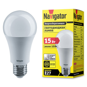 Лампа светодиодная NAVIGATOR Е27 15W белый