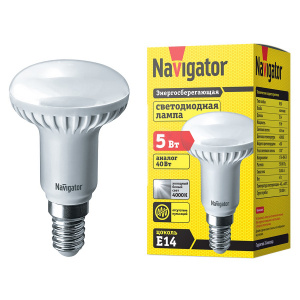 Лампа светодиодная NAVIGATOR E14 5W R50 зеркальная белая