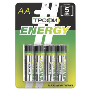 Батарейка щелочная ТРОФИ Energy  LR06 (AA) бл/4шт