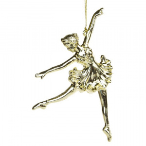 Подвесное елочное украшение Балерина, золото, полипропилен, 8,5x1,9x15см, 86720