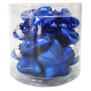 Подвесное елочное украшение Синие Звезды ,стекло, 12 шт, 2x4x4см, 87265