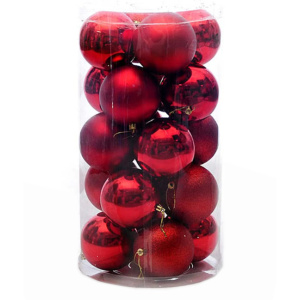 Набор новогодних шаров, 5 см, 20 шт, красный