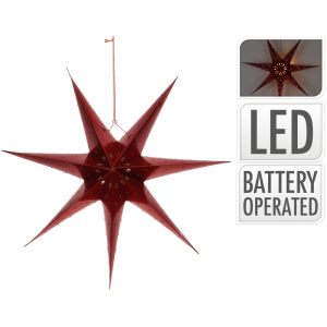 Светильник новогодний электрический KoopmanINT, звезда, 60см, 10 led ламп, работает от батареек 2xАА