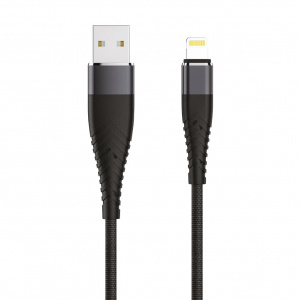 Кабель SOLID, USB 2.0 Lightning, черный 1,2м, 2.1A