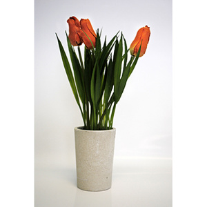 Растение искусственное Тюльпаны в кашпо h=21см оранжевый
