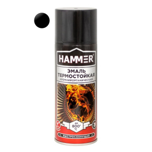 Эмаль термостойкая +800°С  HAMMER, черный матовый (520мл)