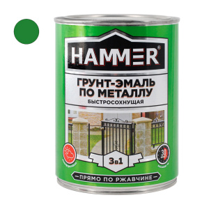 Грунт-эмаль 3в1 HAMMER, быстросохнущая, зеленая (0,9кг)