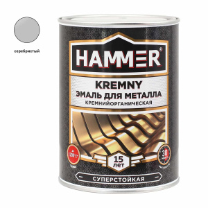 Эмаль термостойкая HAMMER Kremny, +700°С RAL9006 серебристая (0,8кг)